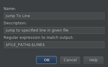 Setting up output filters to enable jumping to a file