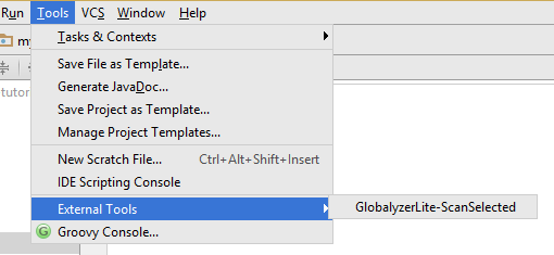 Running Globalyzer Lite in IntelliJ IDEA or Android Studio